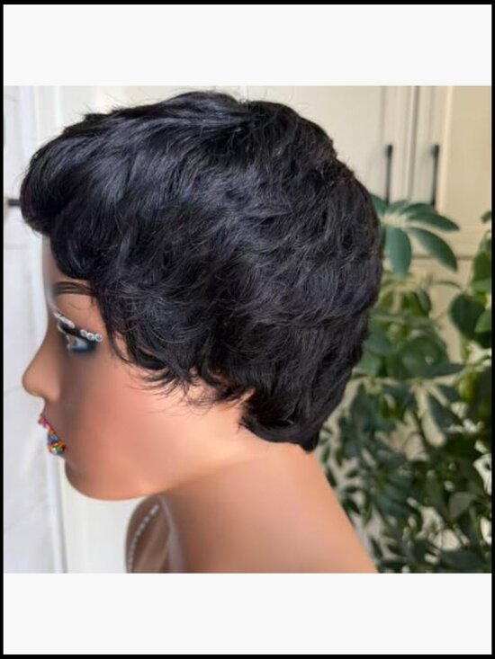 Short Pixie Cut Wig Human Hair Layered Wavy Wig for Black Women Glueless Daily main image 4